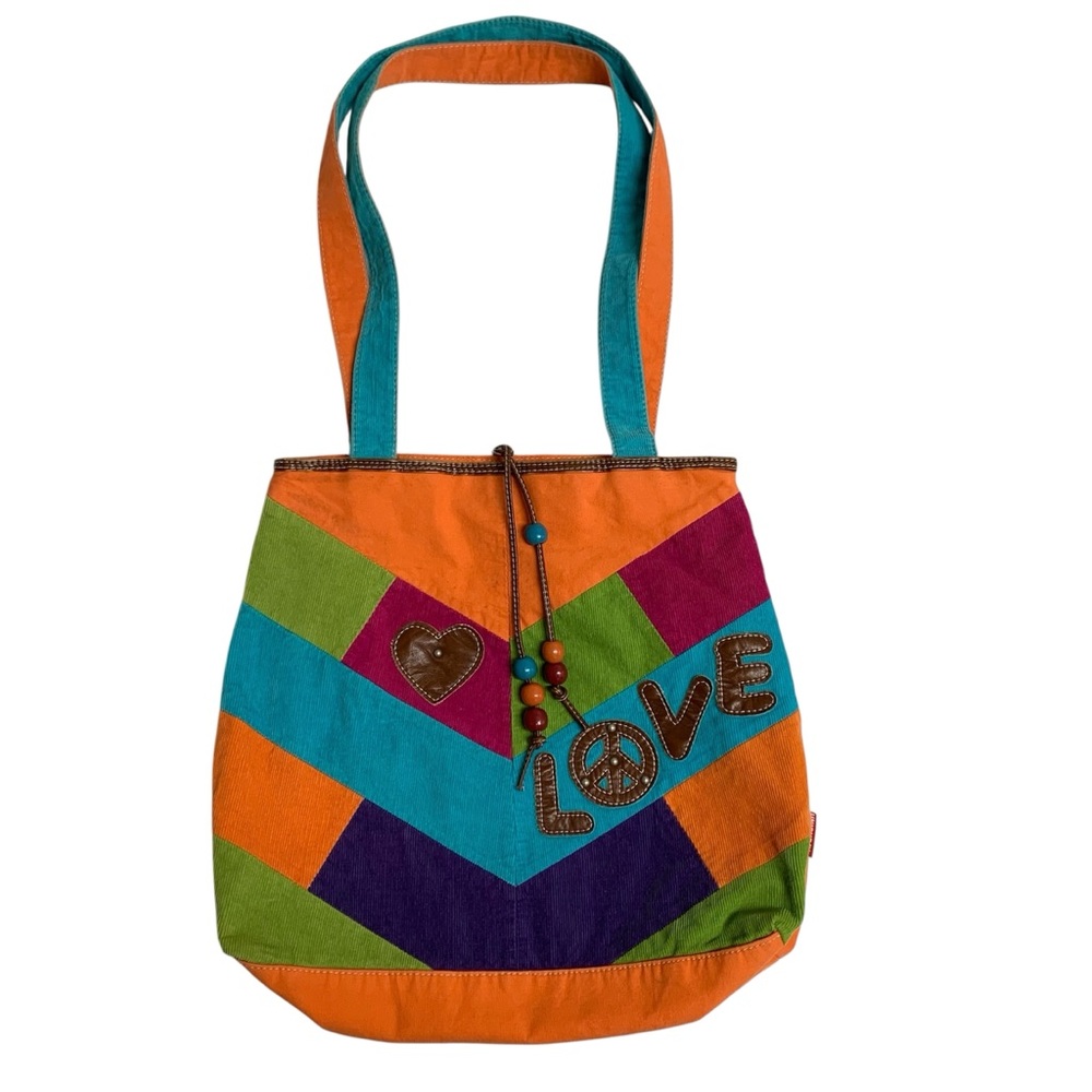 Vintage Unionbay Multicolor Corduroy Boho Hippie Y2K Messenger Bag Purse